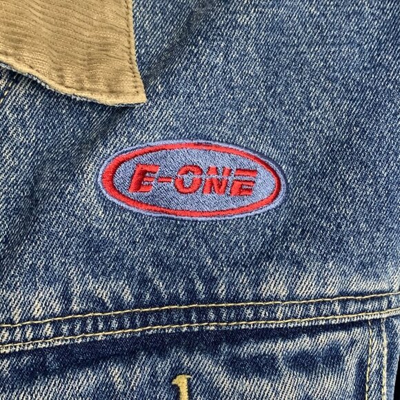 Vintage Blanket Lined Jean Jacket Firefighter Workwear USA E-One 90s Y2K - Picture 4 of 16